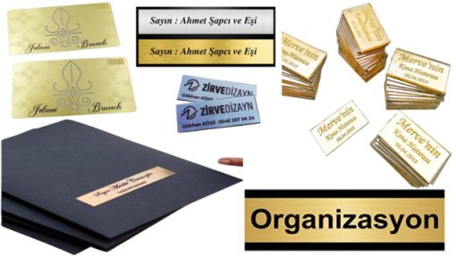 Organizasyon Etiketi, Düğün-Nişan Davetiye Metal Etiketleri, Metal Logo Baskı Metal Etiket Gold, Metal Logo Baskı Metal Etiket Gümüş,