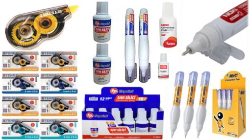 Bursa Kırtasiye Düzelticiler ve Daksil  Çeşitleri, Düzelticiler ve Daksil Çeşitleri, Siliciler,  Sıvı Daksil, Şerit Daksil, Kalem Daksil, Sıvı Silici, Kalem Silici, Şerit Silici,