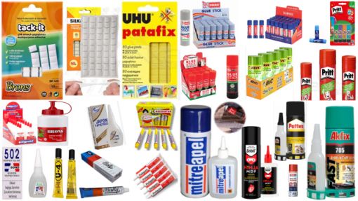 Bursa Kırtasiye Yapıştırıcı Çeşitleri, Sıvı Yapıştırıcı, Hamur Yapıştırıcı, Sprey Yapıştırıcı, Mum Yapıştırıcı, Stick Yapıştırıcı, Uhu, Tutkal Yapıştırıcı, Japon Yapıştırıcı, 