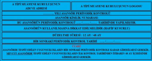 Asansör Mavi Etiket