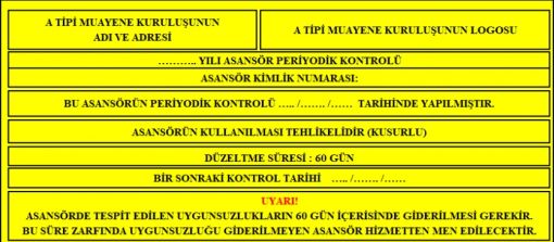 Asansör Sarı Etiket